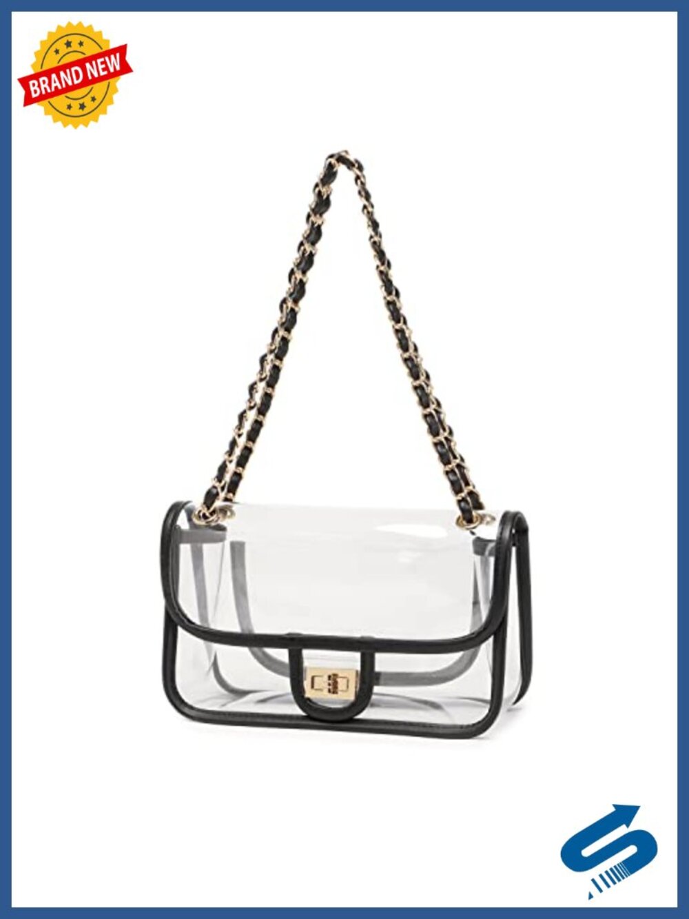 PVC Clear Shoulder Bag Stadium Approved Chain Handbag see-through